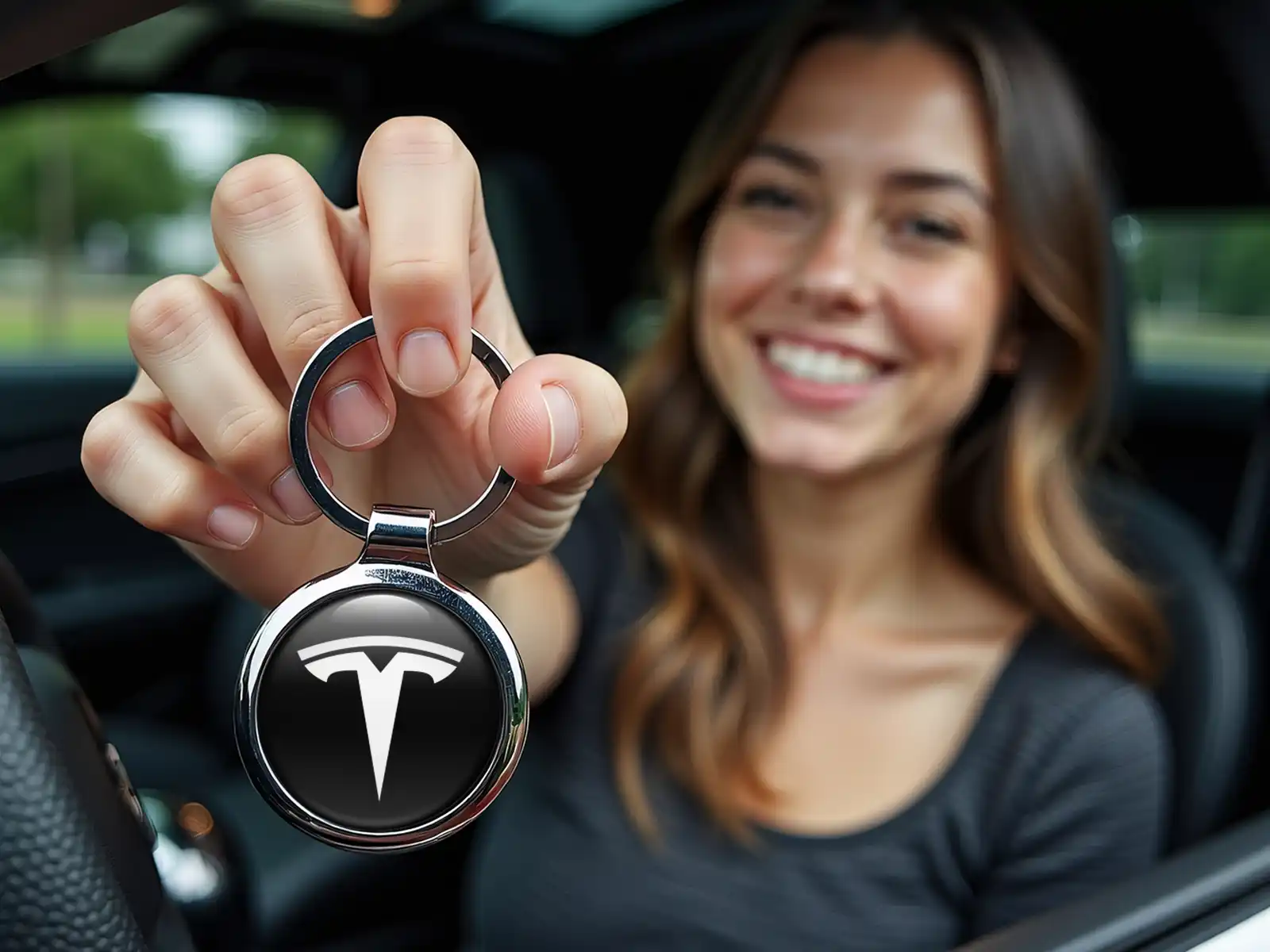 Tesla Llavero Foto Aleación Domed Diseño X
